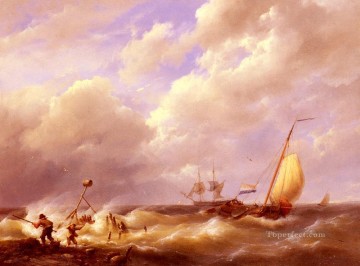 willem coenraetsz coymans Painting - Willem A Sea Piece Hermanus Snr Koekkoek seascape boat